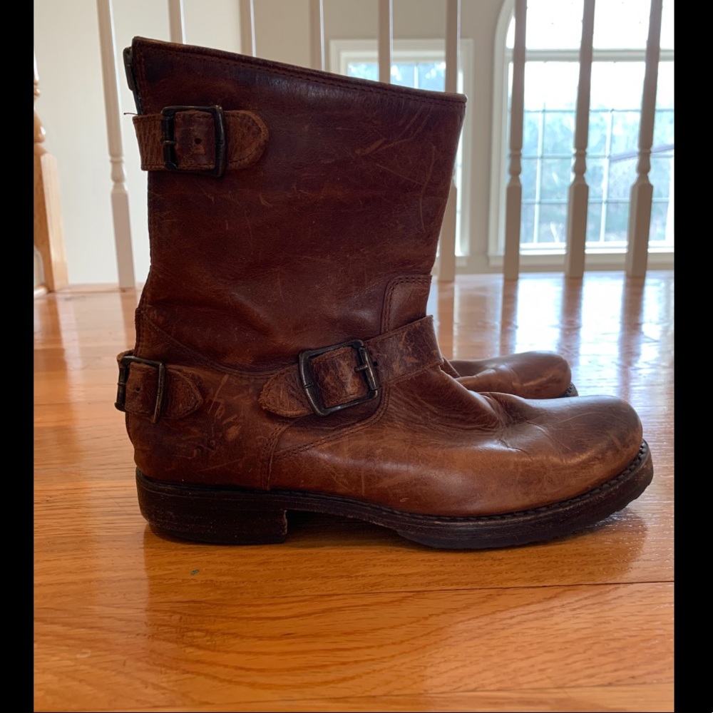 short brown Frye boots